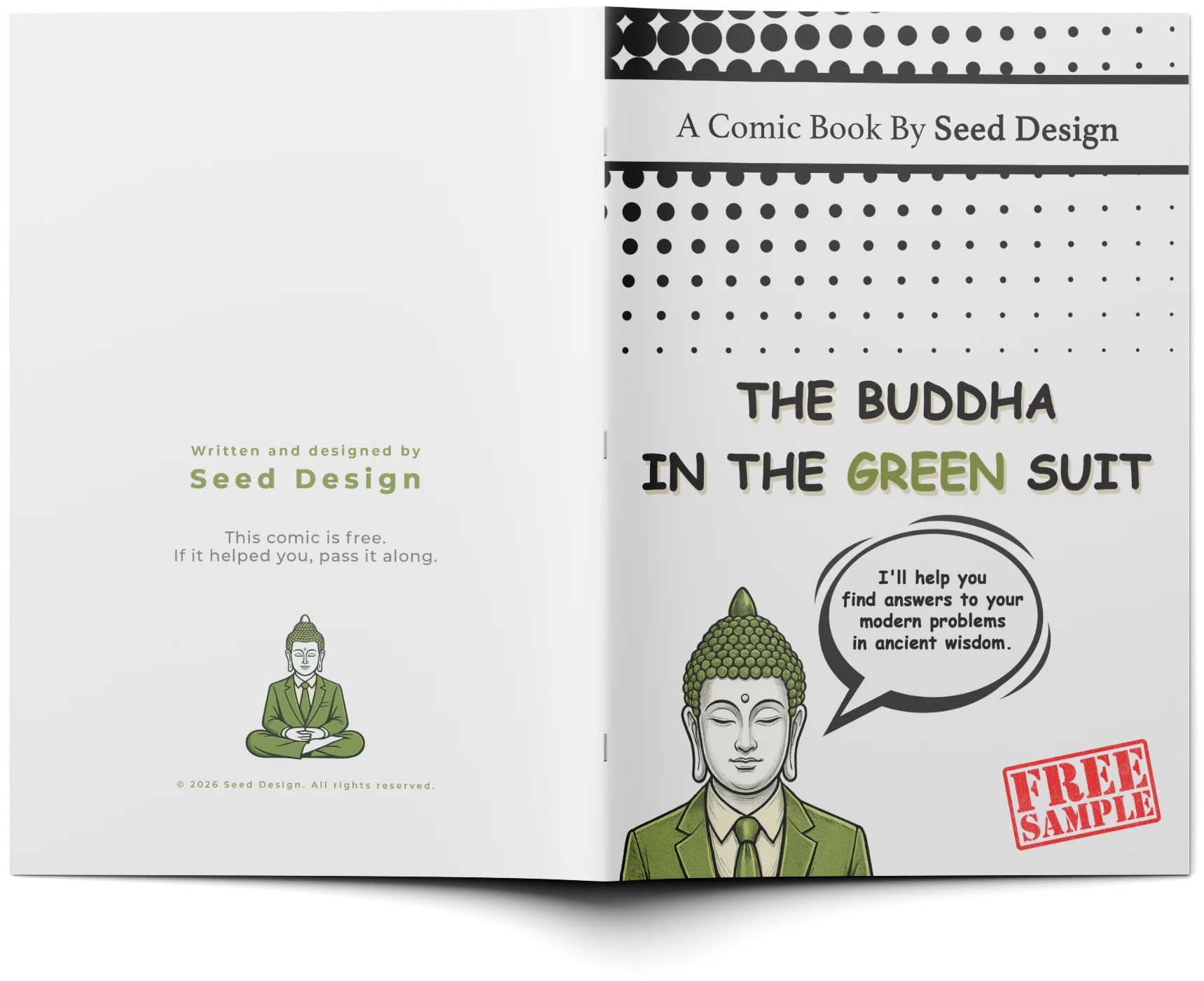 The comic book, front and back cover
